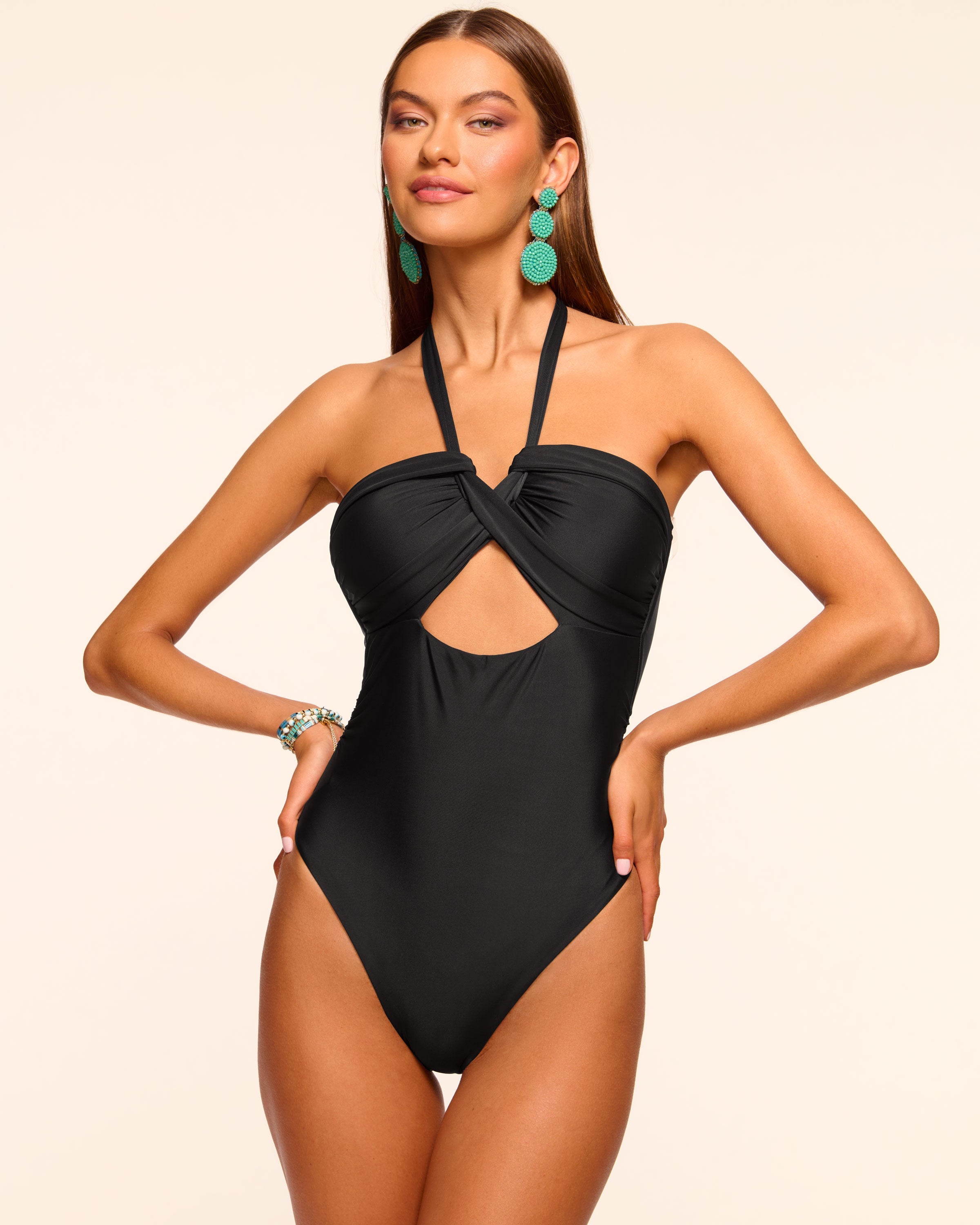 Arielle Convertible Bandeau One Piece Swimsuit in black | Ramy Brook