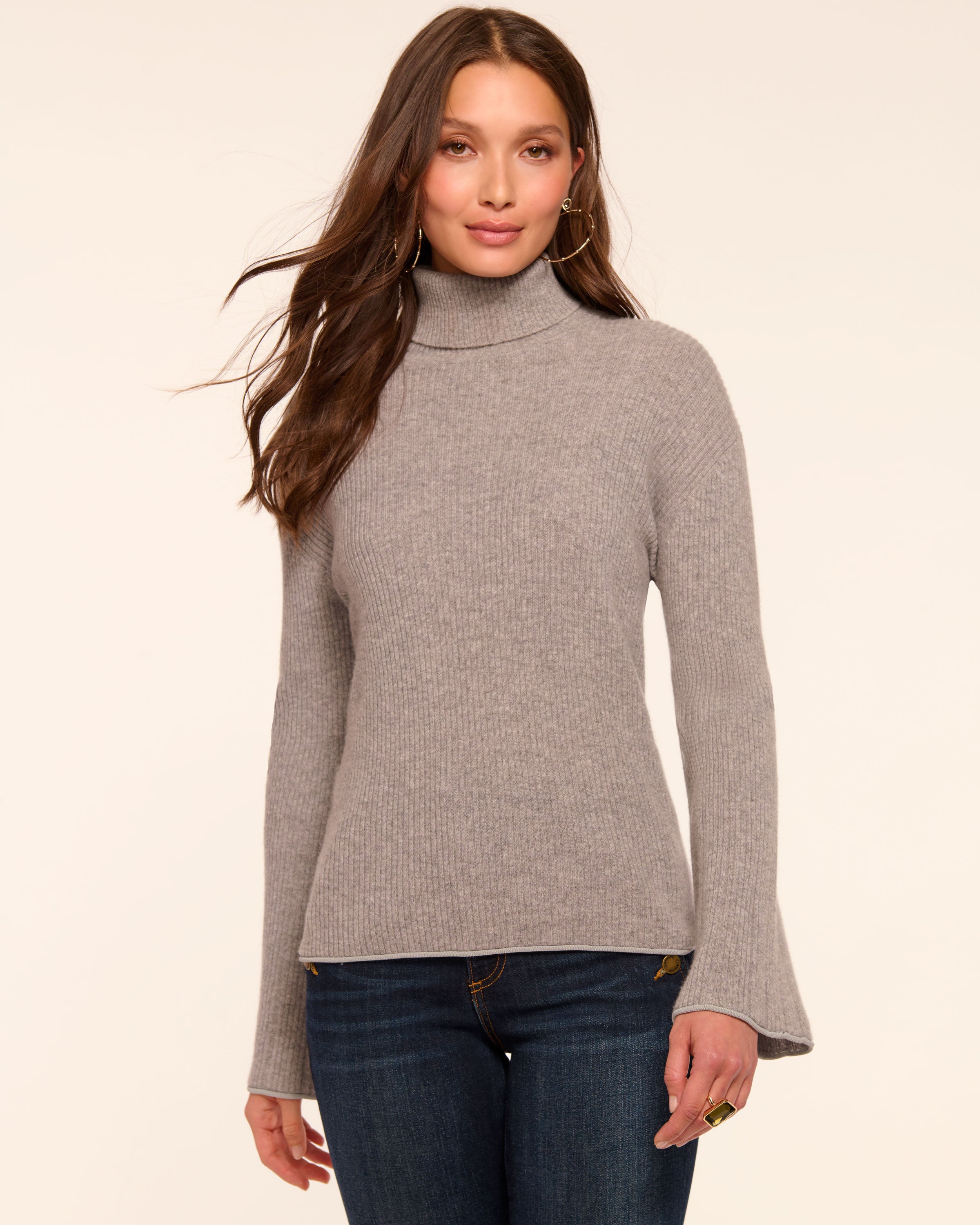 Christina Cashmere Turtleneck Sweater in heather grey | Ramy Brook