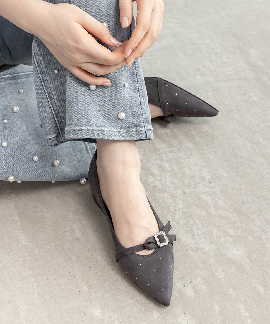 SALE】3E幅広 ビジューパーツフラットパンプスRANDA公式サイト