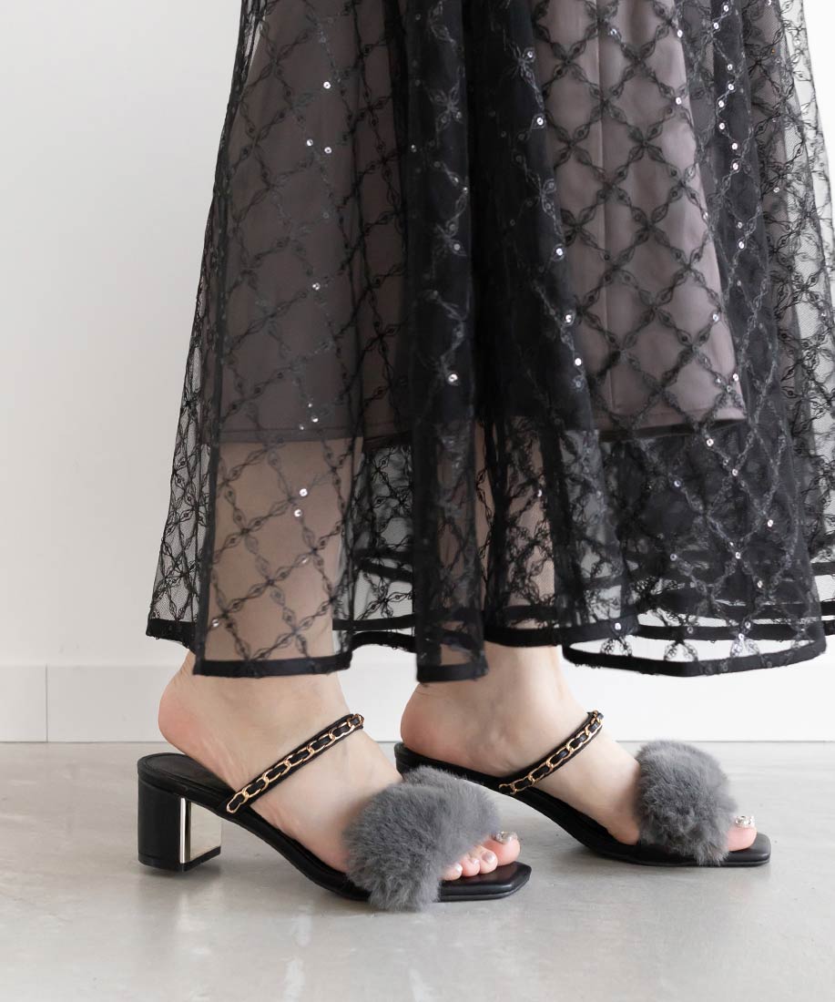 SALE】2WAY ファーベルトミュールサンダルRANDA公式サイト