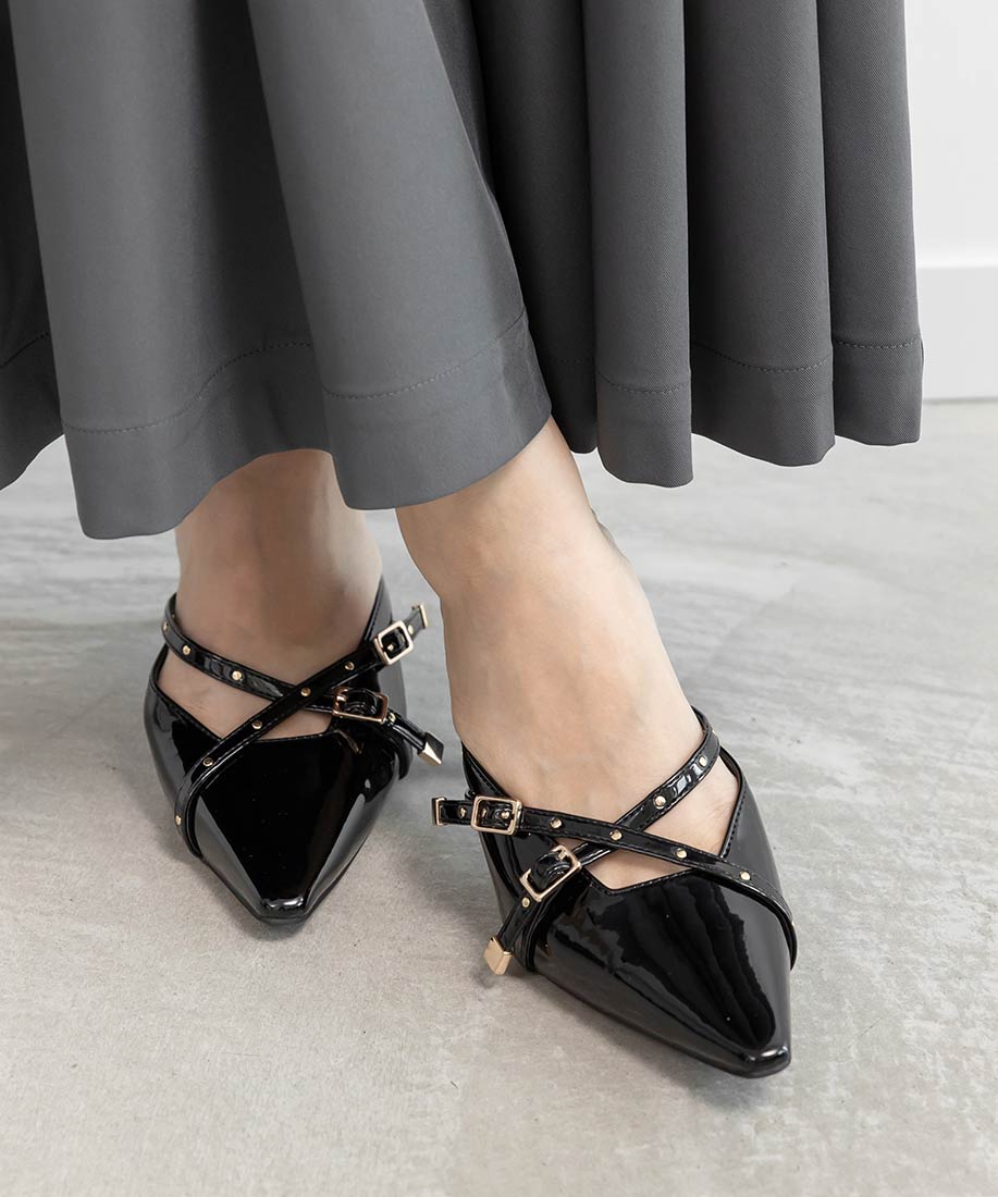 SALE】ミニスタッズ×クロスベルトミュールパンプスRANDA公式サイト