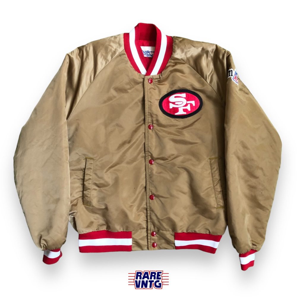 90's San Francisco 49ers Chalkline Satin NFL Bomber Jacket Size