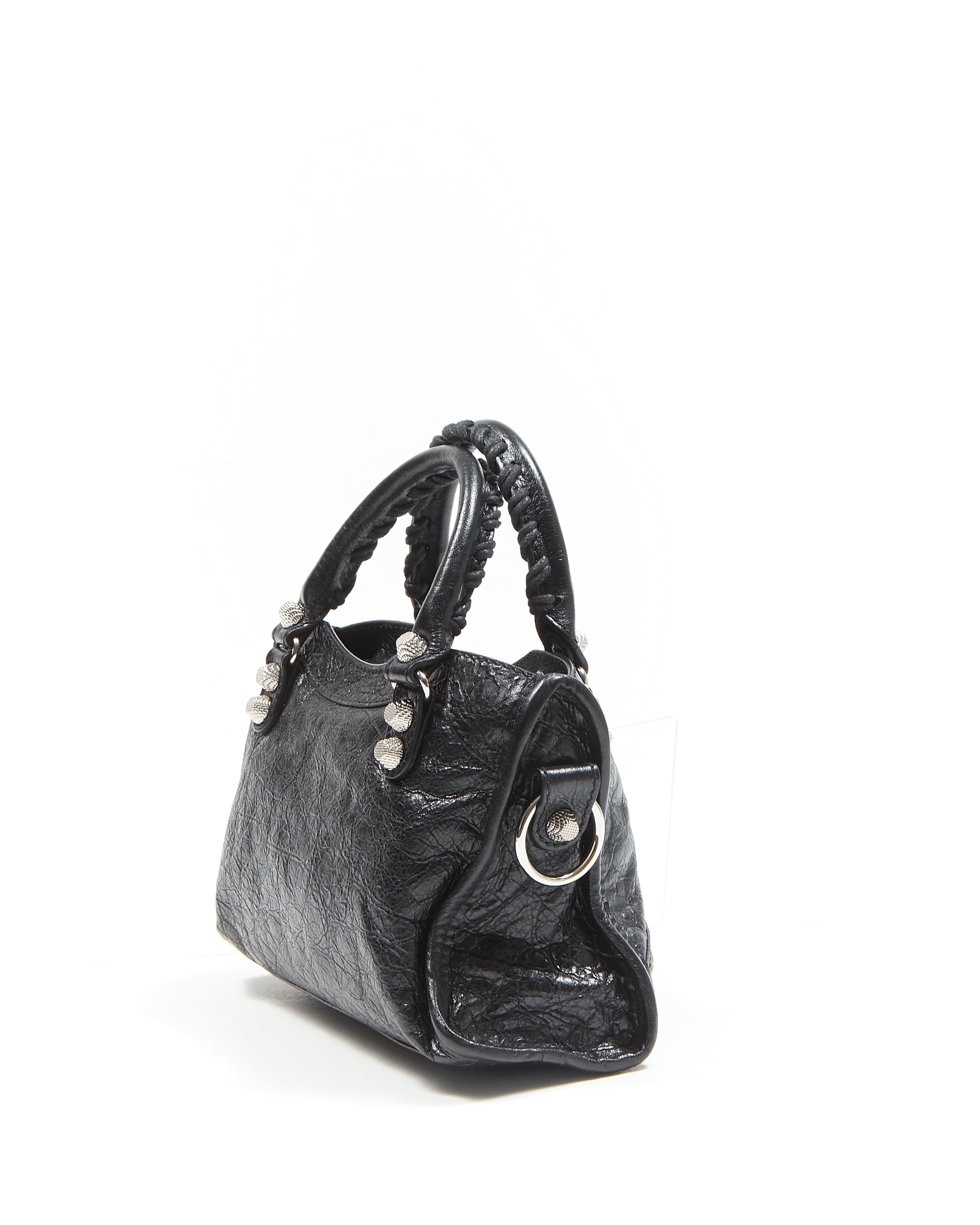 Explore a Balenciaga Black Crinkle Leather Motocross Giant 12 Mini