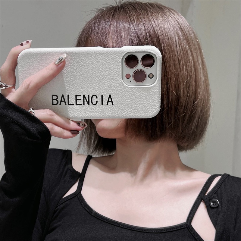 バレンシアガ iphone13/13proケース レザー BALENCIAGAロゴ iphone携帯