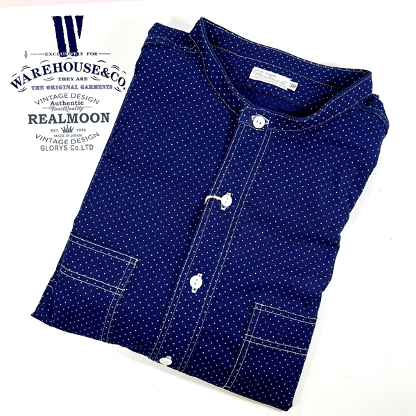 WAREHOUSE ドットシャツ No.WHS-3057 スタンドカラー 