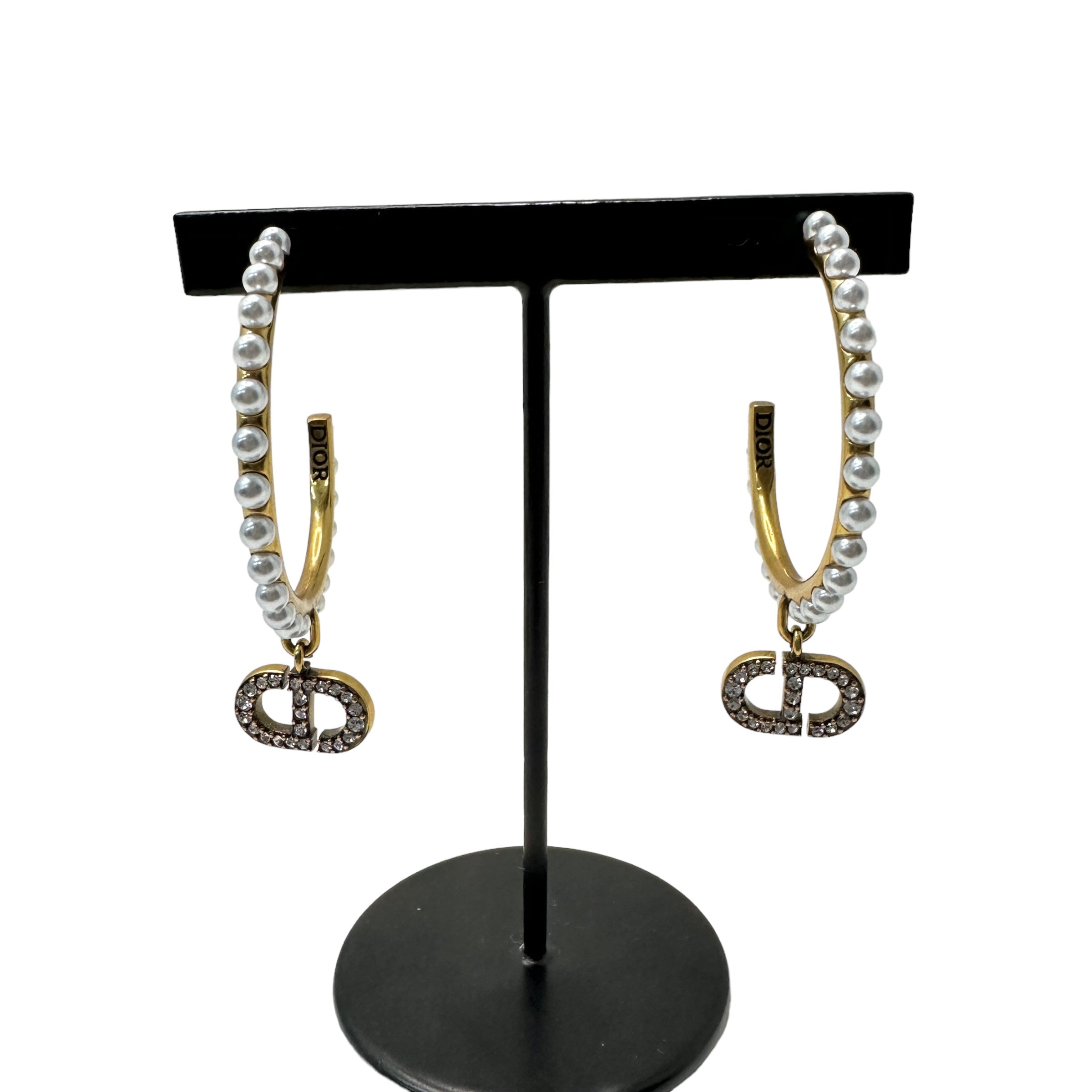 Christian Dior ディオール CDロゴ パール フープピアス