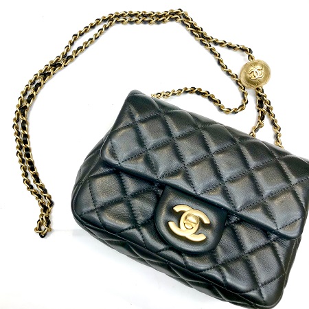 シャネル ミニマトラッセ ラム ブラック チェーン ショルダー バッグ