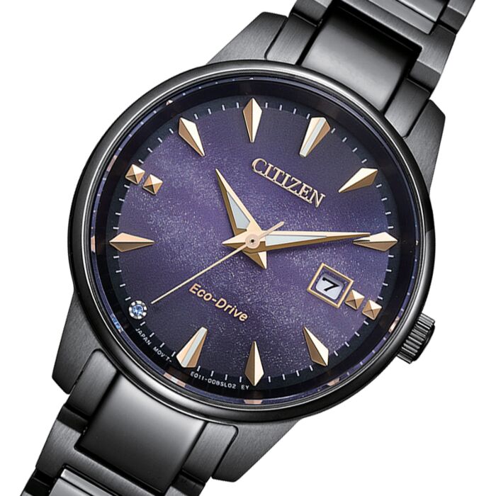 Citizen Eco-Drive Galaxy Purple Dial Sapphire Ladies Watch EW2595-81X