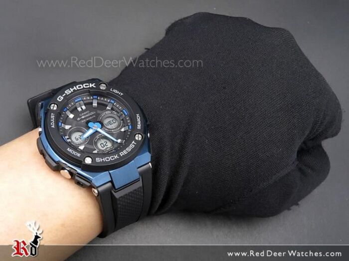 Casio G-Shock Analog Digital Solar Black Blue Sport Watch GST