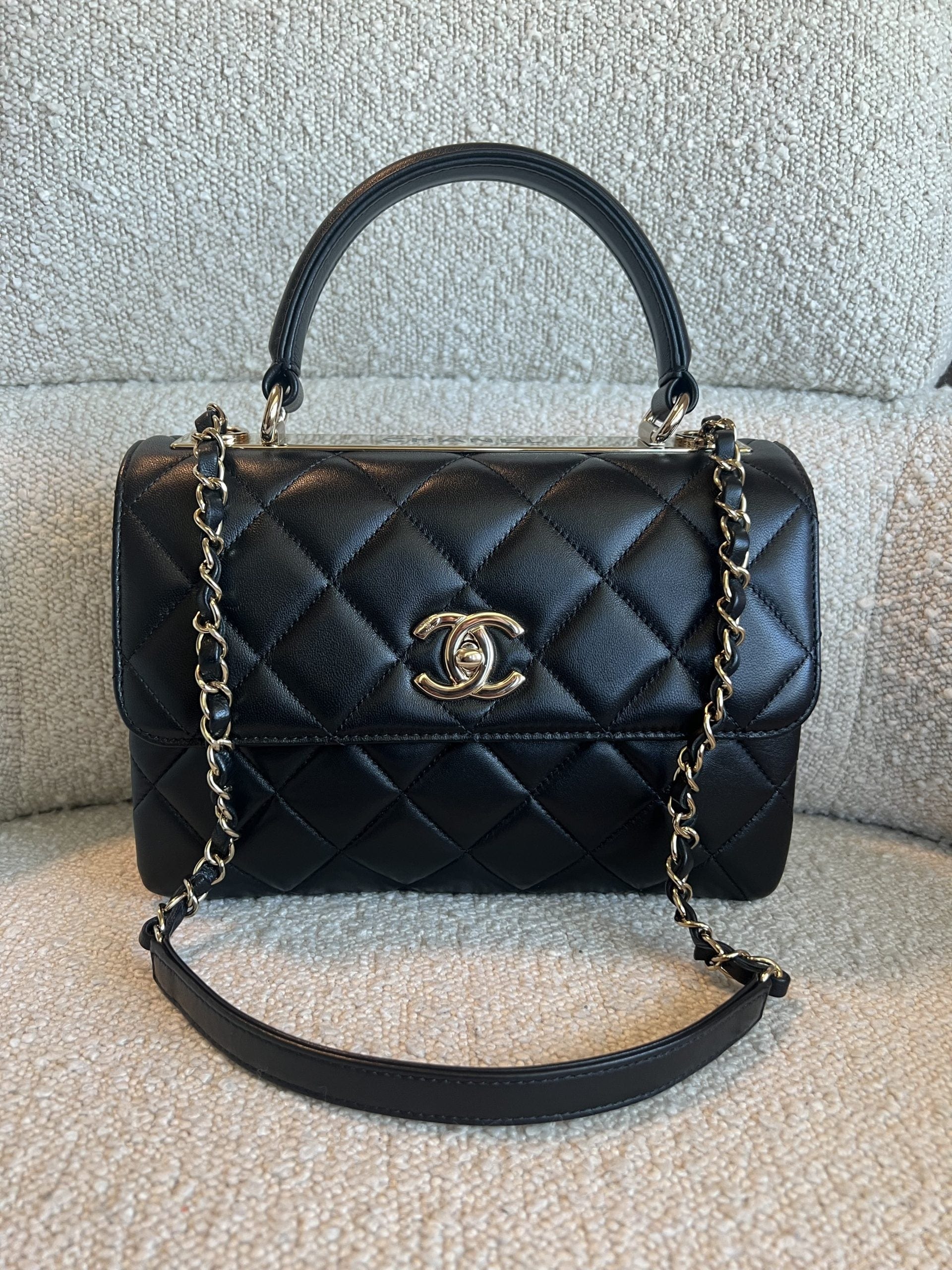 Chanel Black Lambskin Quilted Trendy CC Small LGHW – REDELUXE