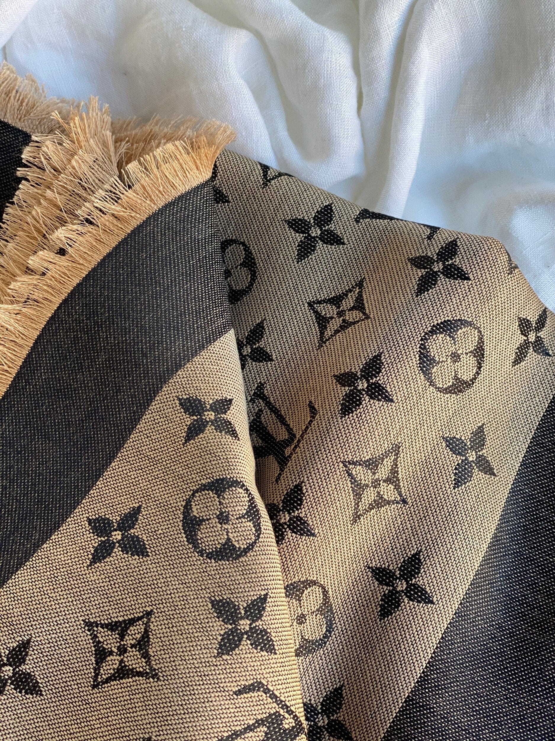 LOUIS VUITTON MONOGRAM SHAWL DENIM BLACK BEIGE (M76640) – REDELUXE