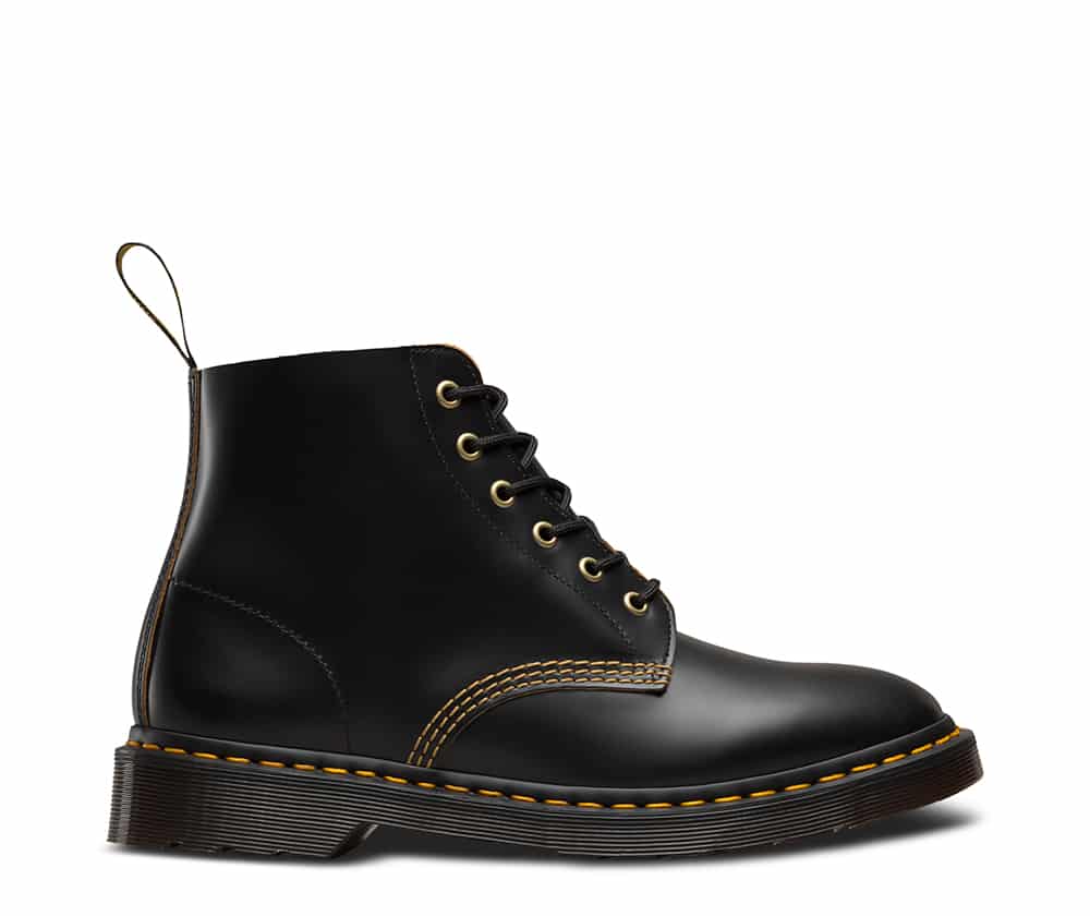 Dr. Martens 101 Black Vintage Smooth 6-Eye Boot – Red Zone