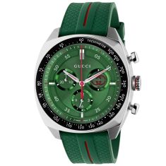 Gucci Interlocking Chronograph Green Dial Rubber Strap Watch 41mm