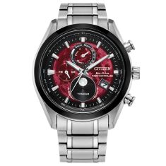 Citizen Eco-Drive Tsuki-yomi A-T Red Dial Super Titanium Bracelet