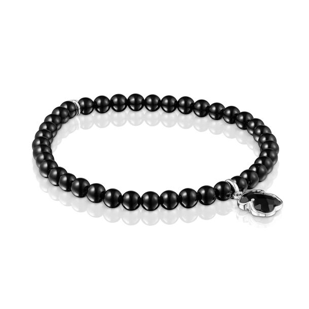 TOUS Icon Color Black Onyx and Sterling Silver Beaded Bracelet
