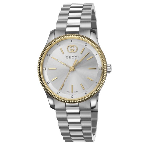 Gucci G-Timeless Silver-Tone Diamond Dial Two-Tone Stainless Steel