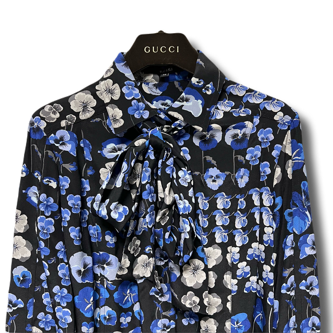 GUCCI グッチ シルクシャツ ブラウス スカーフ 花柄 – REKNOW