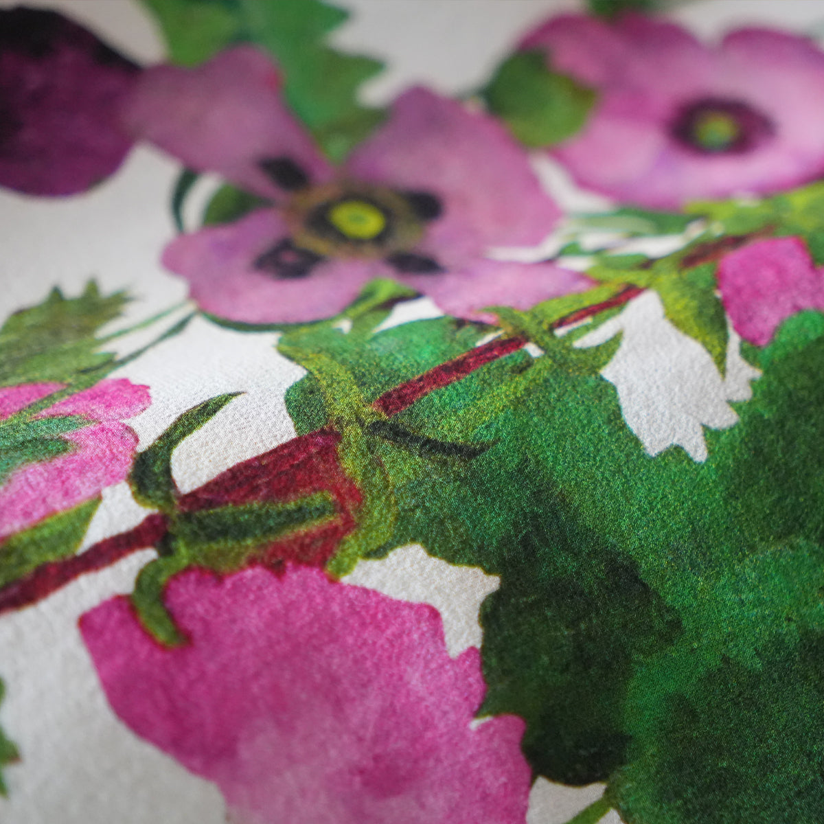 Reversible Skirt Long Straight - Fiori Viola e Gialli - Bianco