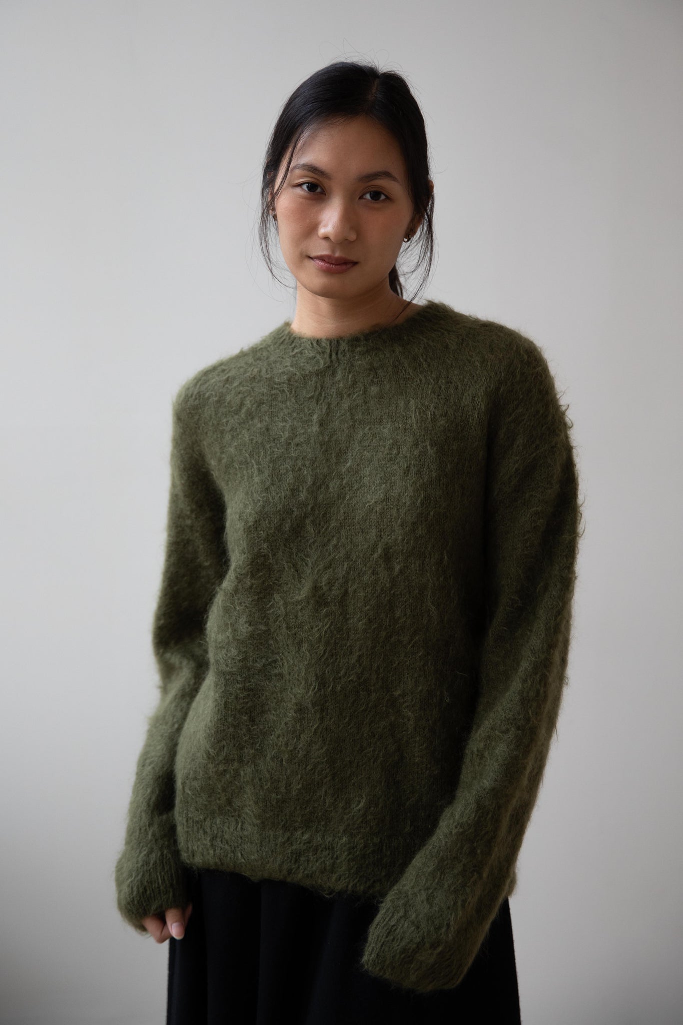 rennes — Auralee | Brushed Super Kid Mohair Knit in Olive