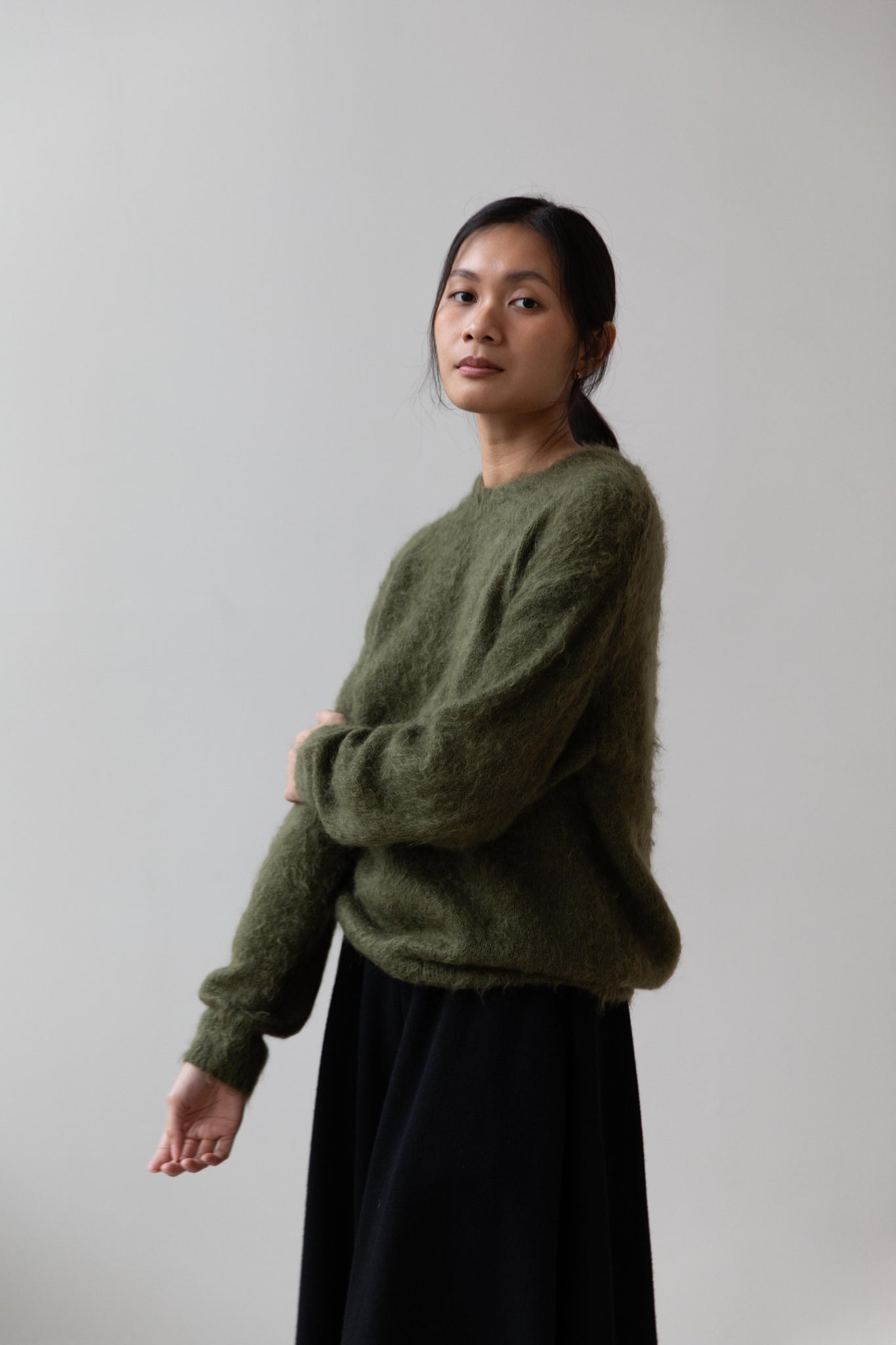 rennes — Auralee | Brushed Super Kid Mohair Knit in Olive