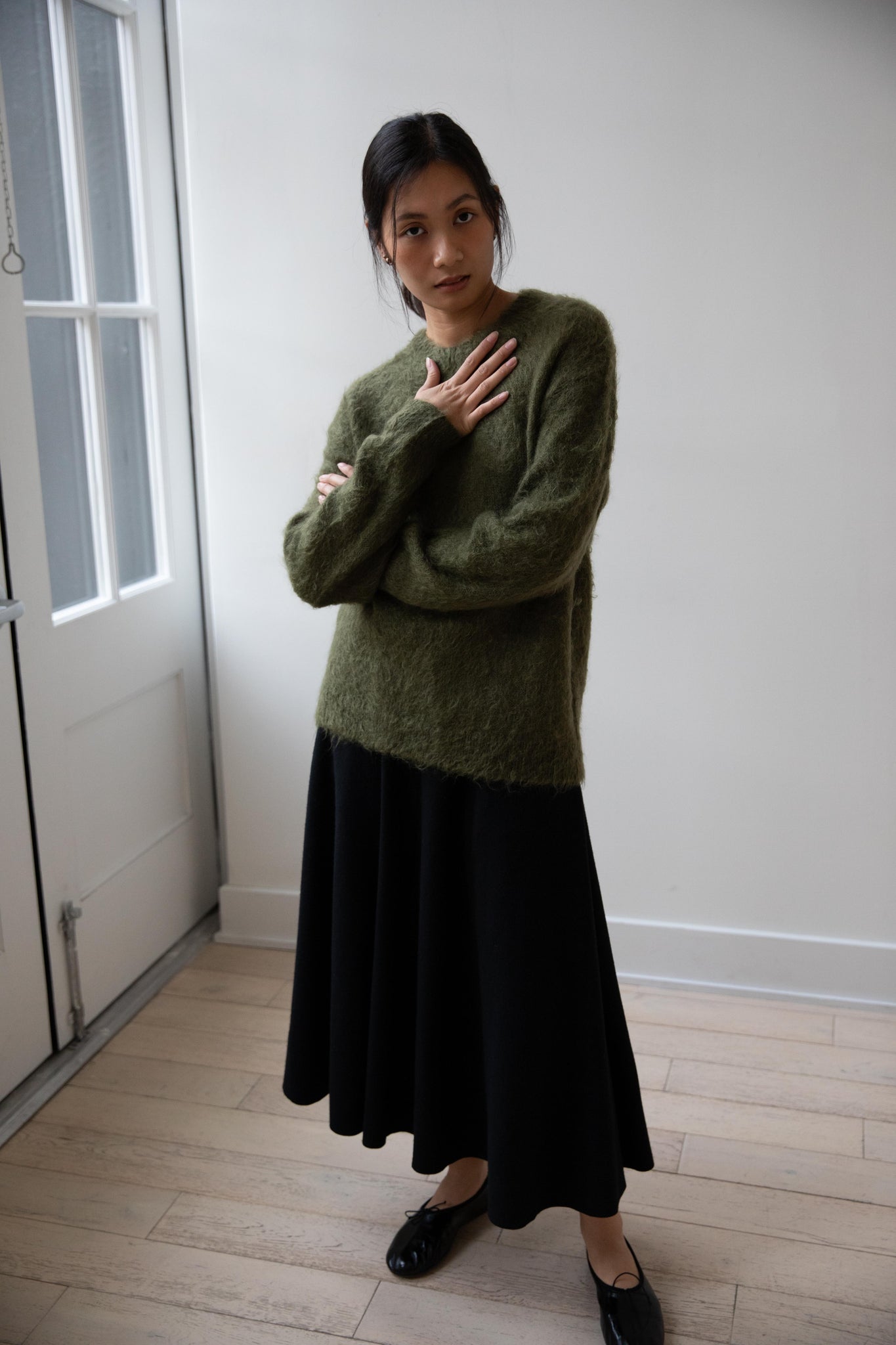 rennes — Auralee | Brushed Super Kid Mohair Knit in Olive