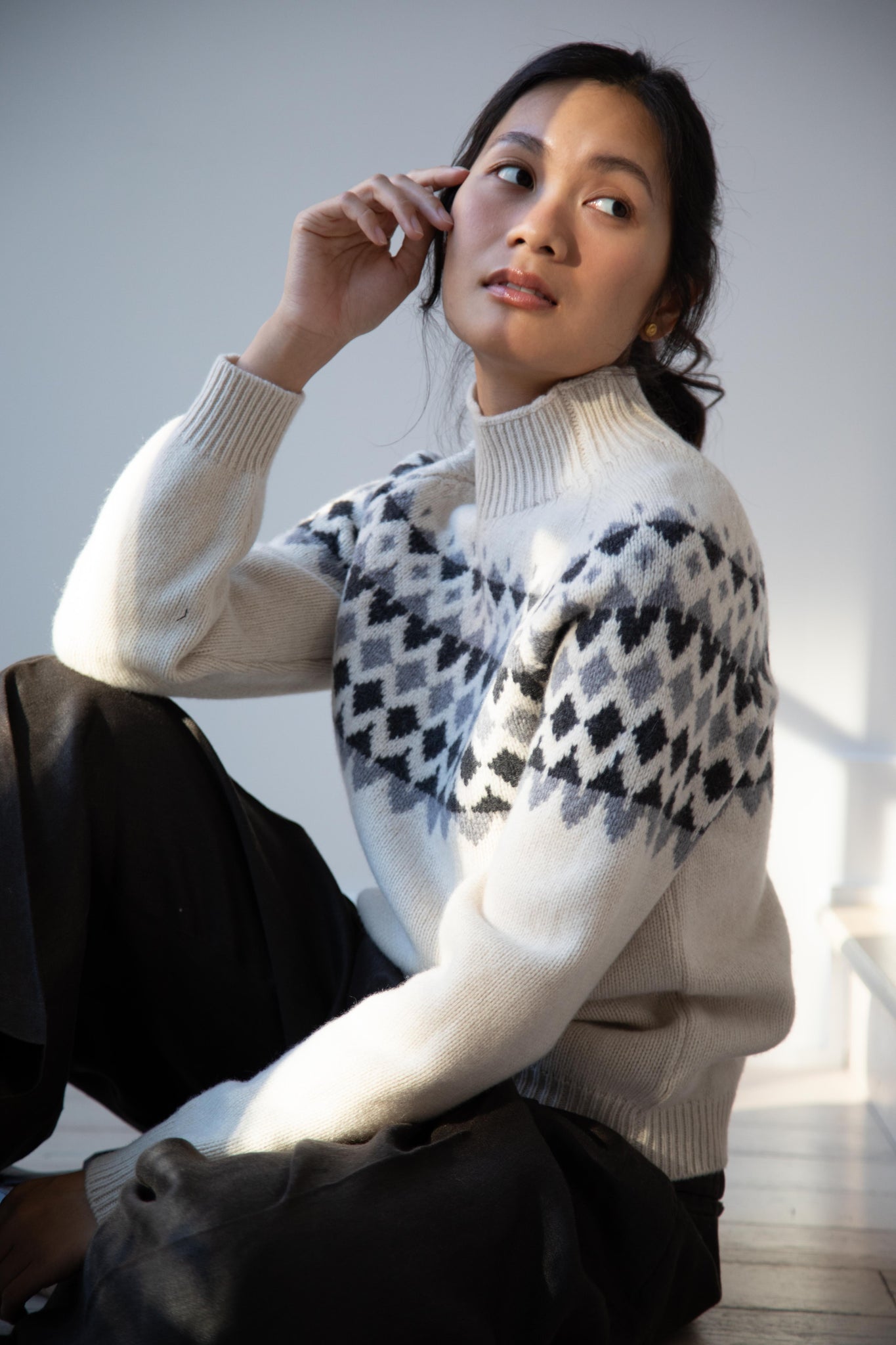 rennes — Margaret Howell | Fairisle Merino Cashmere Sweater in Ecru