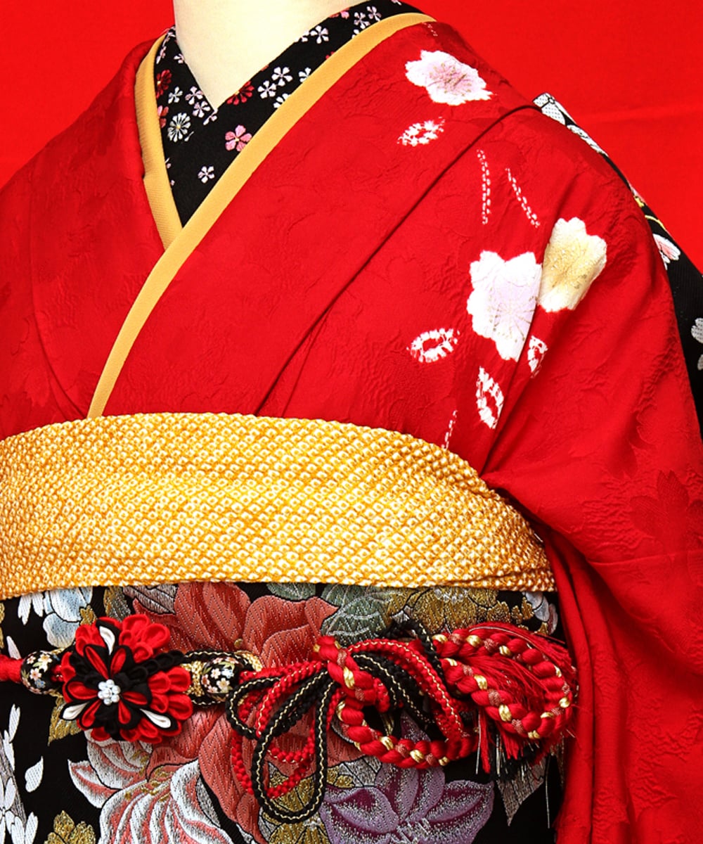 成人式/参列/振袖】味わい深い絞り桜☆赤黒しぼり桜 / 成人式や結婚式