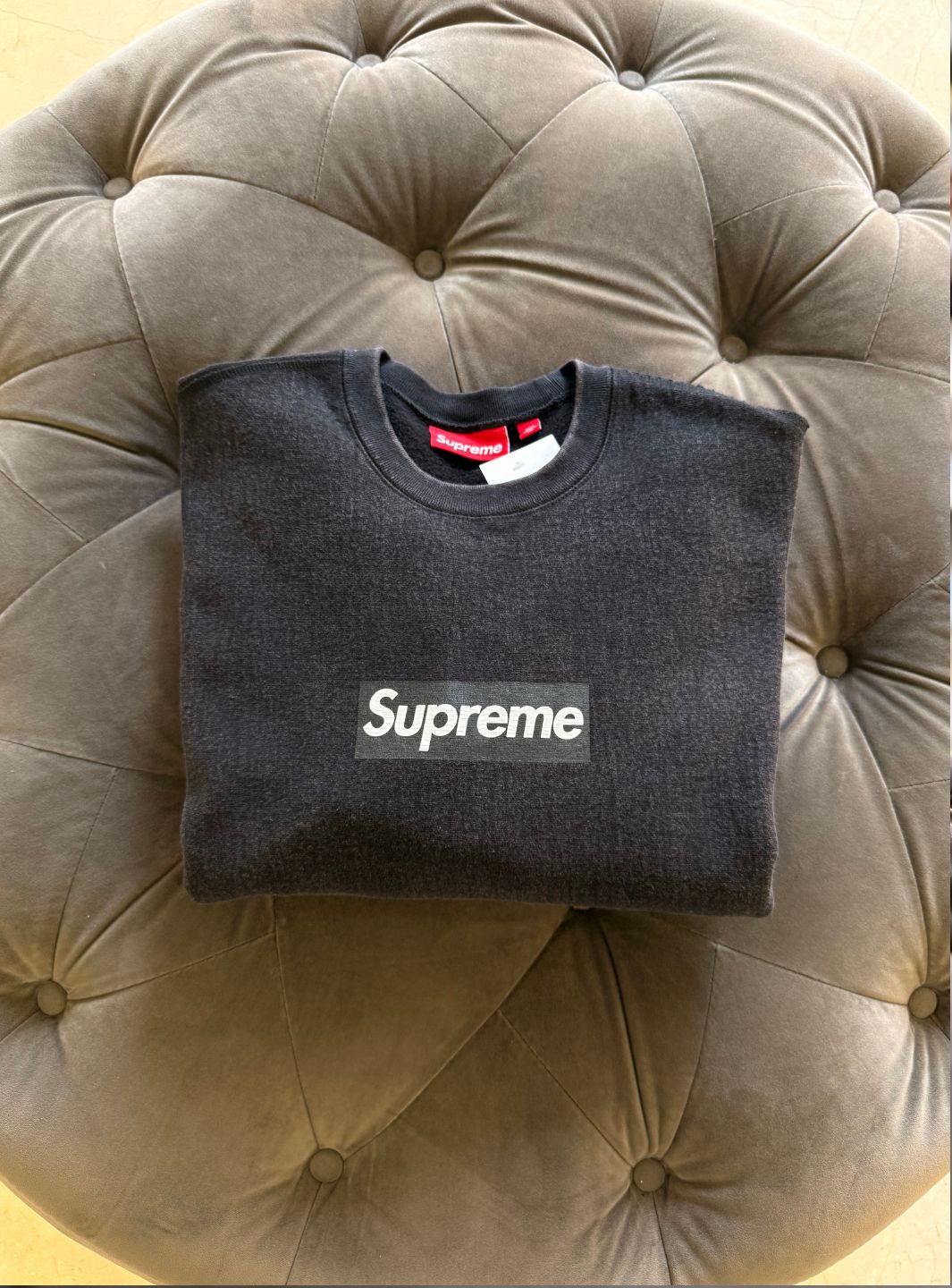 Supreme Washed Box Logo Crewneck Black | ResellZone