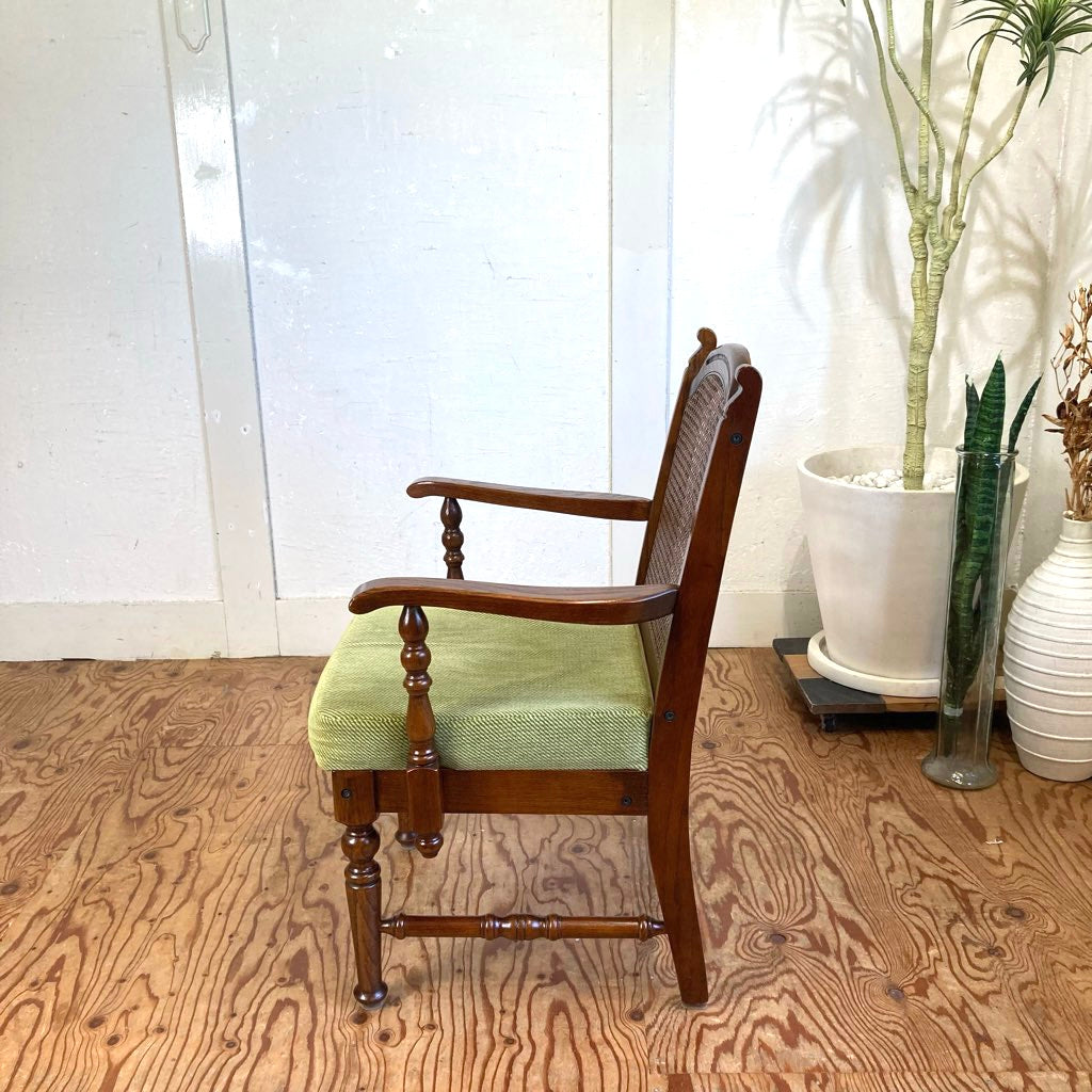 三越ブルージュ カントリーハウス アームチェア ラタン 中古 三越家具