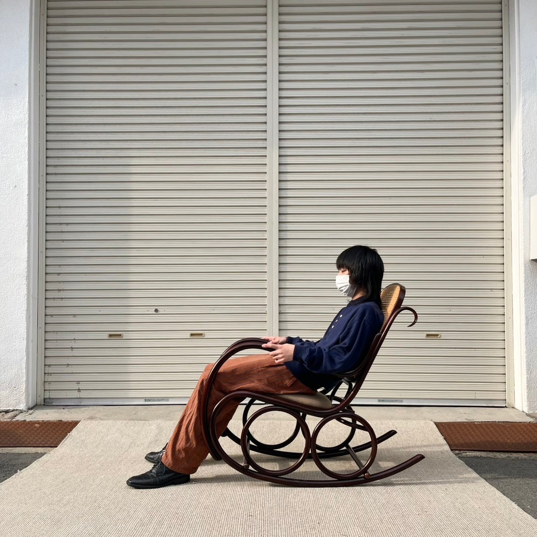 秋田木工 ベントウッド ロッキングチェア 曲木 籐編み 安寧椅子 中古