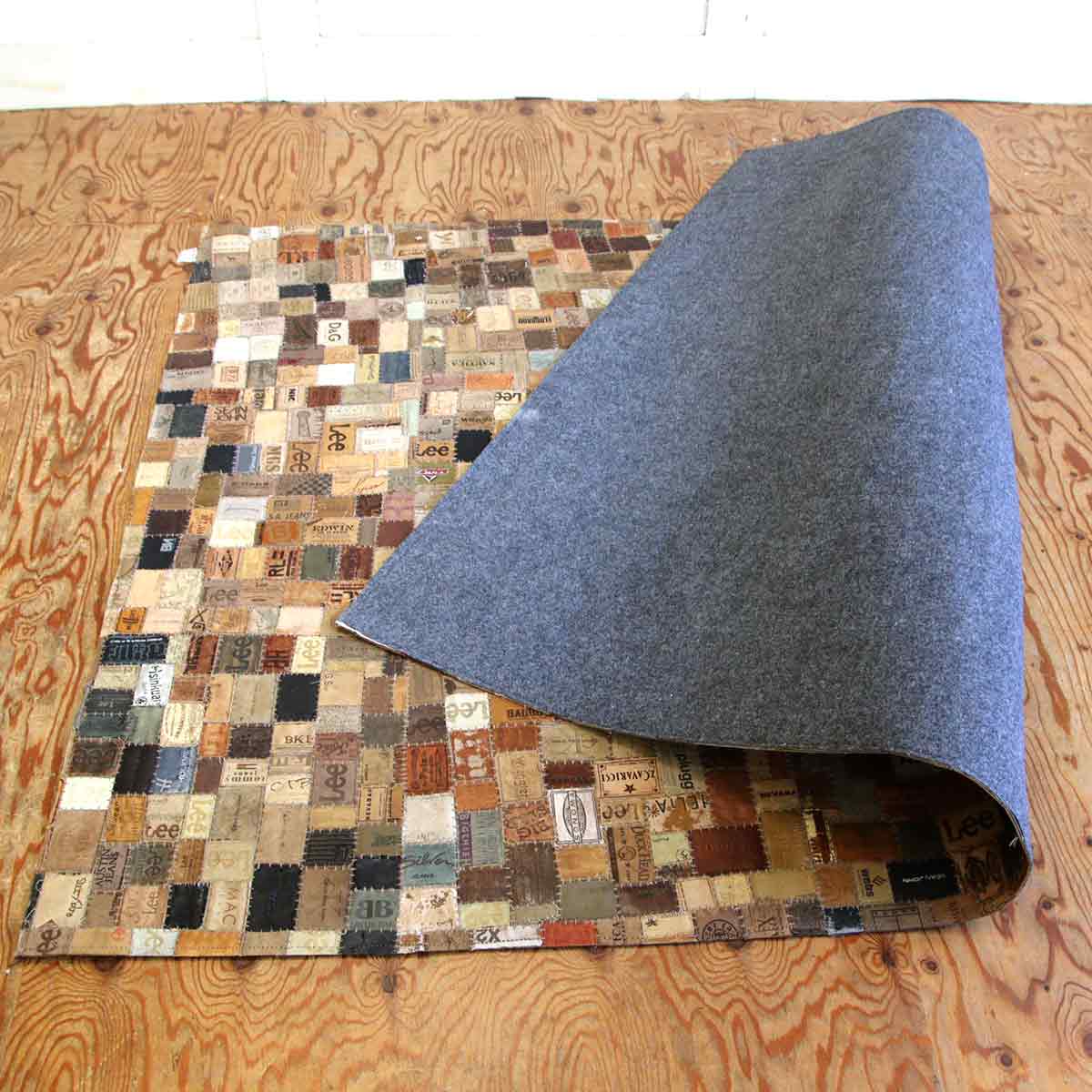 アスプルンド / ASPLUND シャルダ デニム革 パッチワーク ラグマット