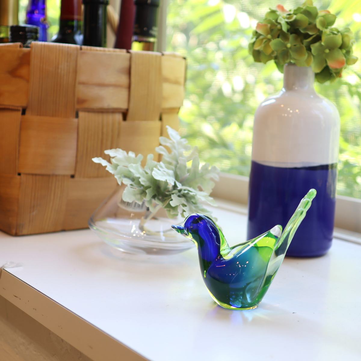 ウランガラス バード 小鳥 北欧 置物 ヴィンテージ中古 オブジェ