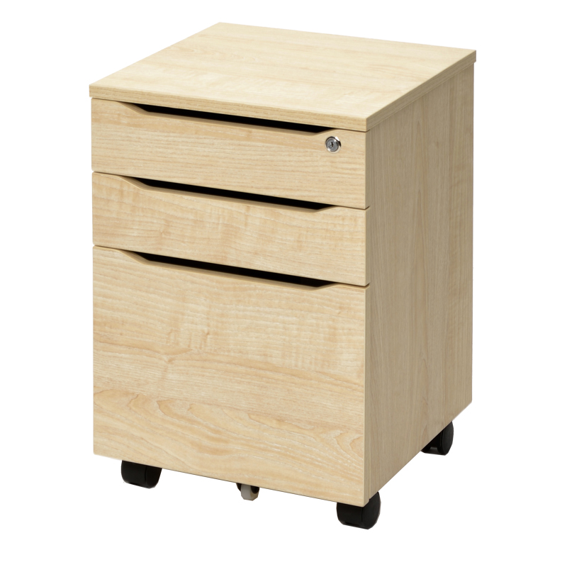 完売】[ユピタシリーズ] RF木製デスク3段キャビネット ナチュラル RFWD