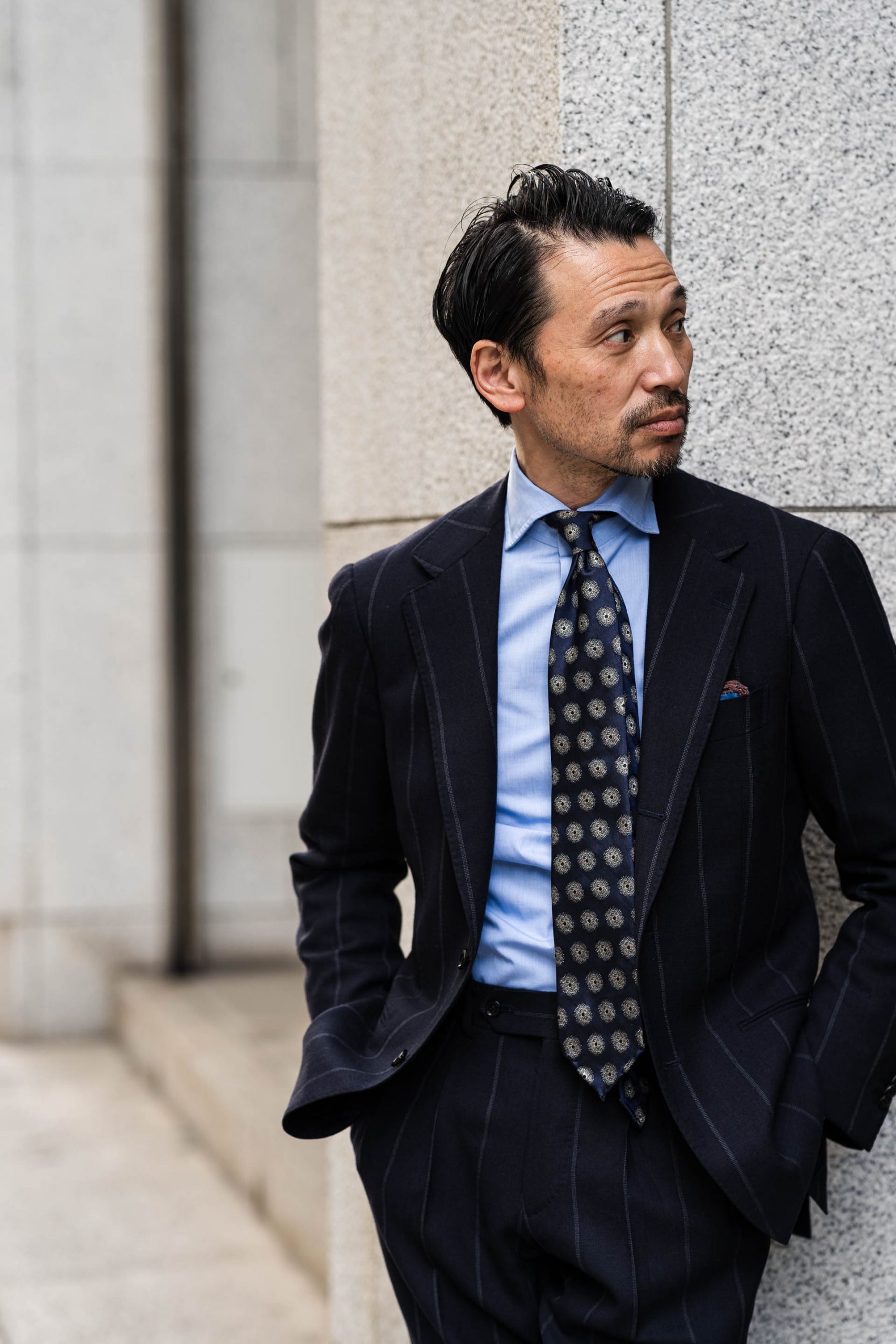 2023 Spring & Summer – Triple Stripe Navy Suit – | RING JACKET