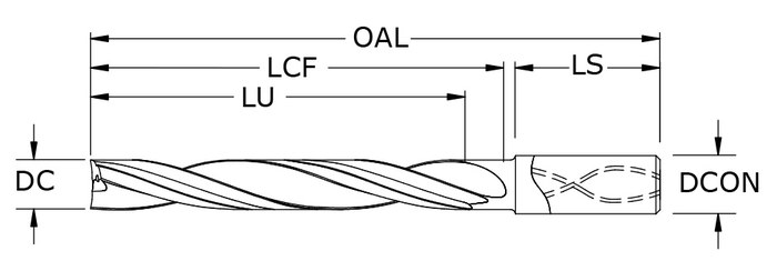 Kyocera SGS Hi-PerCarb 8.5 mm 146U Flat Bottom Drill 67873, Right