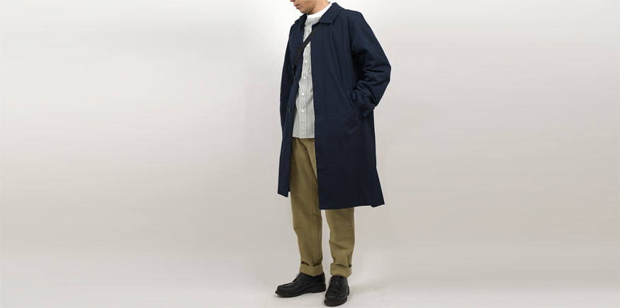YAECA ステンカラーコート スタンダード NAVY 〔メンズ〕を使った