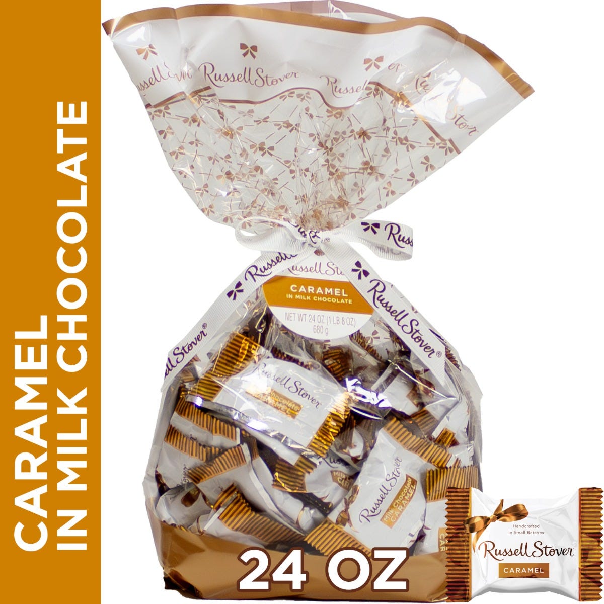 Milk Chocolate Caramel Medallions, 24oz. bag|Russell Stover Chocolate