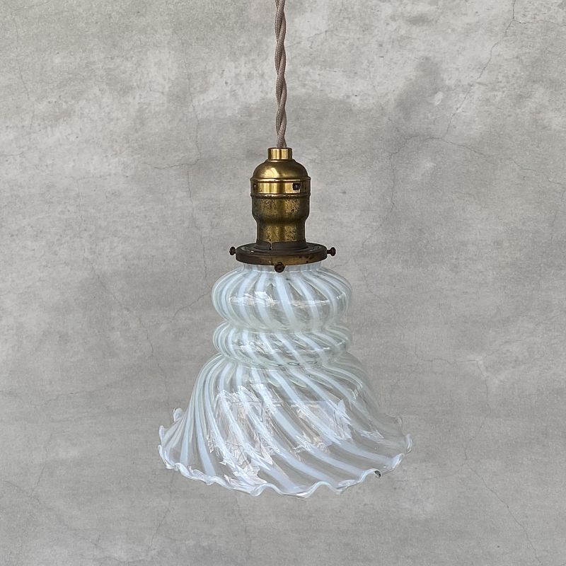 VINTAGE ANTIQUE OPALESCENT GLASS ヴィンテージ アンティーク 吊り