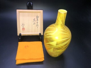 佐賀県重要無形文化財 小野珀子 自作 金蘭手水滴 共箱 栞 琥山窯 人気