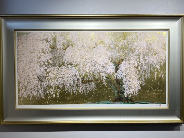 新品】中島千波 『醍醐寺三宝院枝垂桜..』ポスター 複製画 額付き 金色