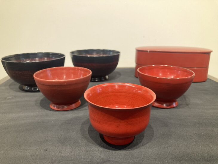 角 偉三郎 作 『漆器 合鹿椀、朱色椀、弁当箱』 ｜骨董品買取 緑和堂