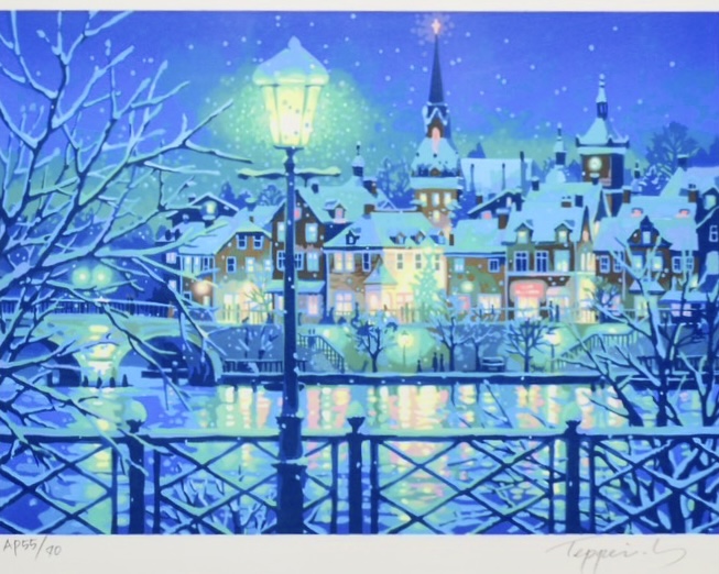 笹倉鉄平 作 『スタースノー』 シルクスクリーン ｜骨董品買取 緑和堂