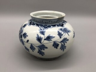 李朝『染付 丸壺(丸壷)』 ｜骨董品買取 緑和堂