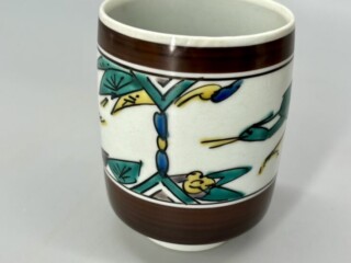 九谷焼 北出不二雄 色絵 丸 禽文 香合 九谷焼 北出不二雄 色絵 丸 禽文