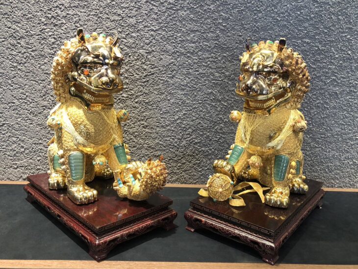 獅子 置物 SV925 色石付 ｜骨董品買取 緑和堂