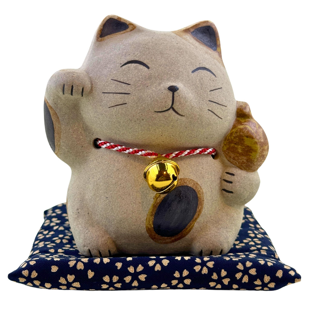 Elegant Beckoning Cat with Gold Bell