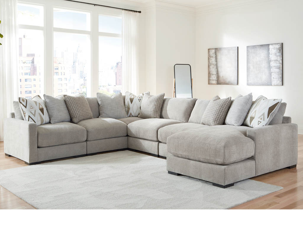 Benchcraft by Ashley Aslan Court Flax 6 Piece Sectional with Right