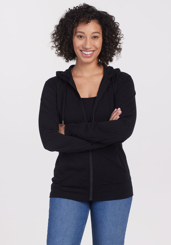 Womens Merino Wool Hooded Zip Front Sweatshirt - Free Shipping – Woolx