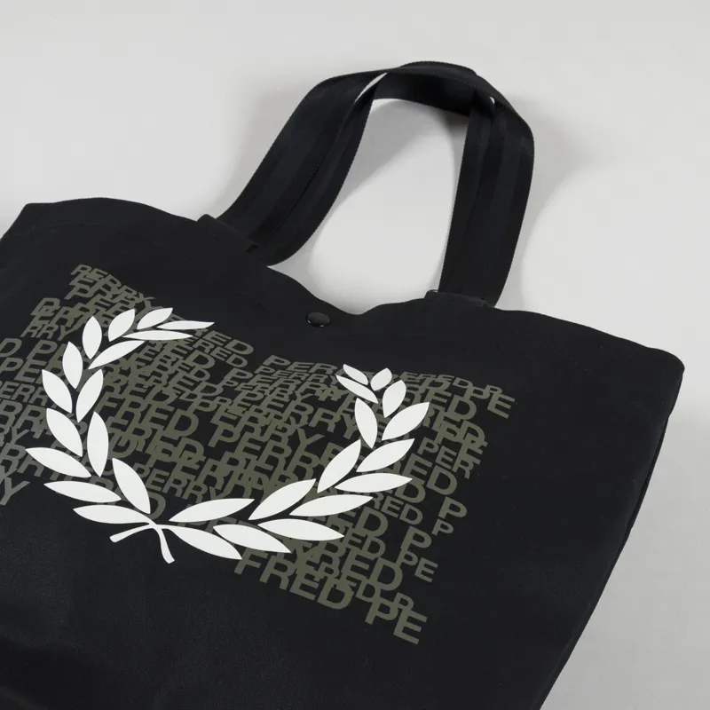 Fred Perry Unisex Laurel Wreath Logo Tote Shoulder Bag Black