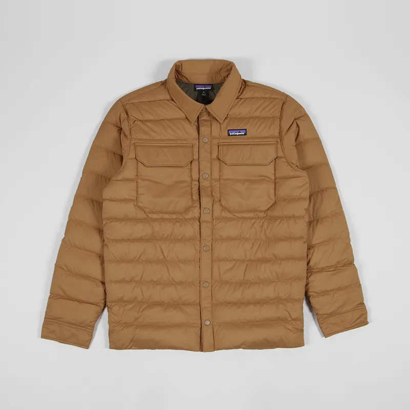 Patagonia Mens Lightweight Silent Down Shirt Jacket Nest Brown
